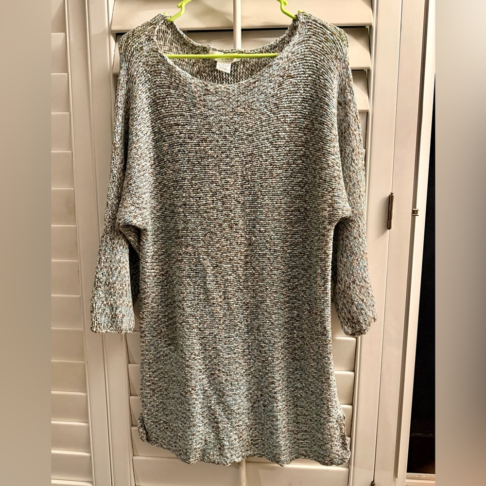 Women's Crewneck Marled Knit Sweater - Gray Mix